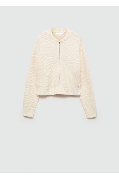 MANGO Woman Knitwear Jacket with Zipper