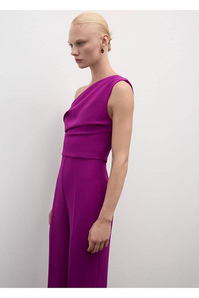 MANGO Woman Asymmetrischer Overall mit drapierten Details