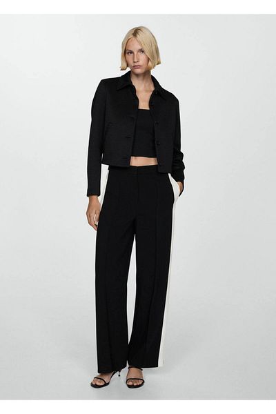 MANGO Woman Contrast Side Striped Trousers