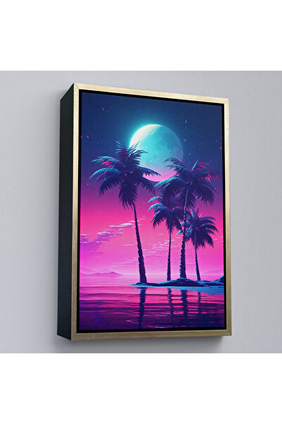 Oxyteez Ξύλινο πλαίσιο Midnight Palm Trees Landscape Painting-7552