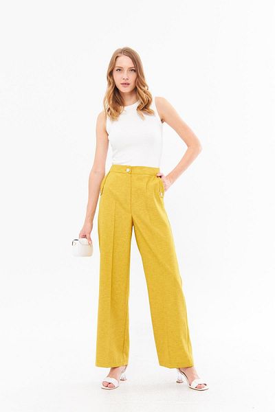 LOVELF Mustard Linen Trousers - Pocket Detailed