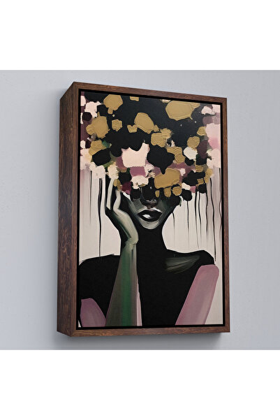 N NOXXO Pictură abstractă de femeie cu cap de floare într-un cadru din lemn-7833