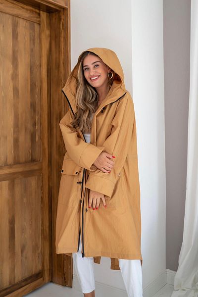 Elbee Fashion Woman Trench Coat with Strap Detail