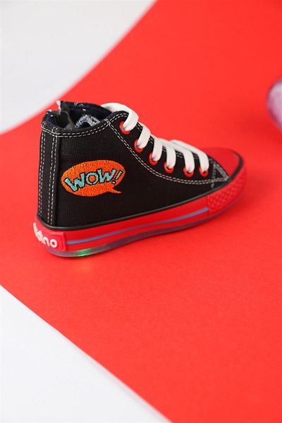 Dudino Size 26 - 35 Boy's Black Dustin Wow Converse Shoes
