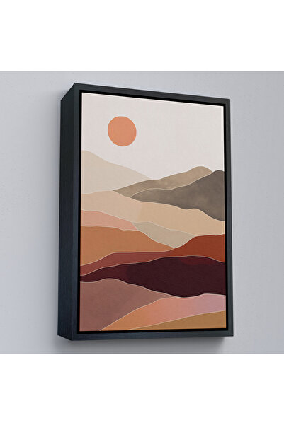 Oxyteez Αφηρημένο ηλιακό τοπίο πάνω από τα βουνά με ξύλινο πλαίσιο Tablo-7661