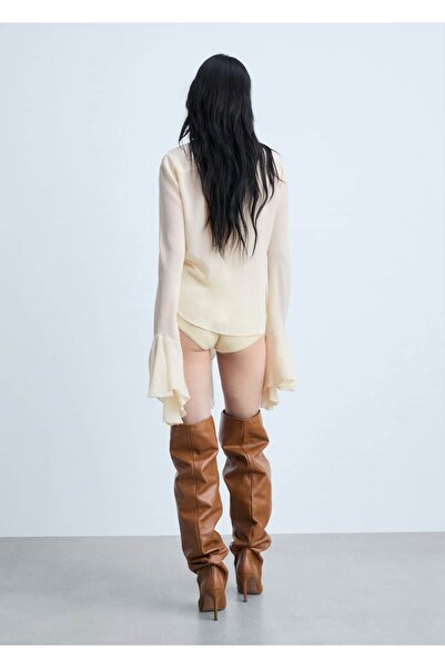 MANGO Woman Uzun kollu volanlı gömlek