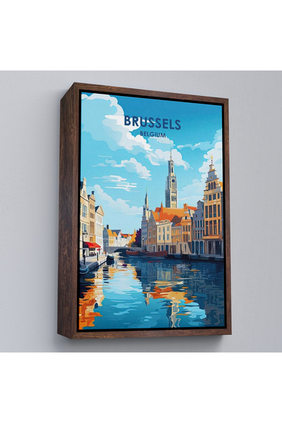 TAKI DERYASI Tabloul Bruxelles Belgia cu rama din lemn-7964