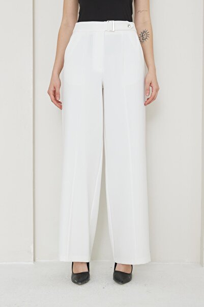 LOVELF Toka Detay Bol Paça Pantolon Ekru