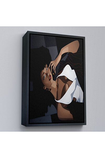 Oxyteez Tablou de femeie africană frumoasă cu cadru din lemn-7502