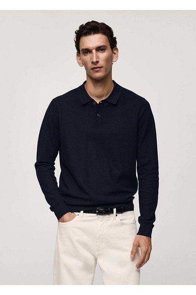 MANGO Man Tricou polo cu mânecă lungă
