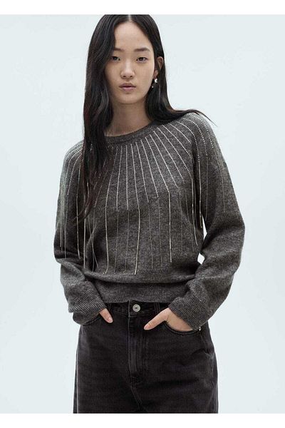 MANGO Woman Shiny Detailed Knitwear Sweater