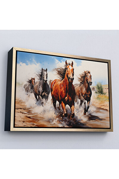 Oxyteez Tablou de cai alergați cu rame din lemn-7279