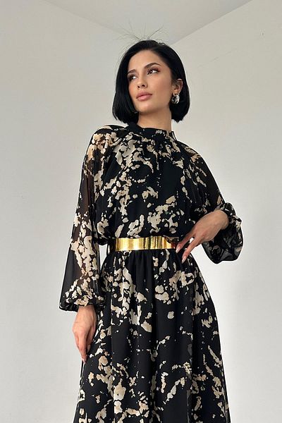 Elbee Fashion Woman Rochie cu mâneci raglan și imprimate