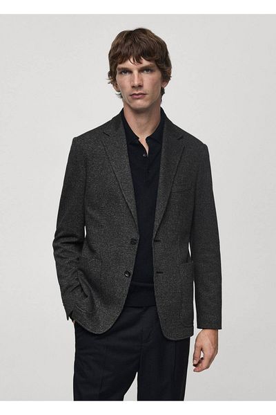 MANGO Man Σακάκι σακάκι με μοτίβο Micro Houndstooth Slim Fit