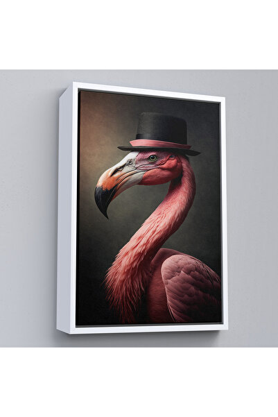 Oxyteez Pictură roz Filamingo cu pălărie cu rame din lemn-7930