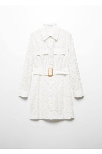 MANGO Woman Schweizer besticktes Hemdkleid