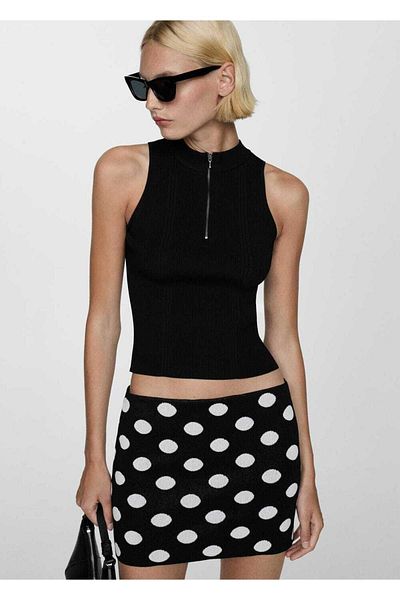MANGO Woman Polka Dot Knitwear Blouse