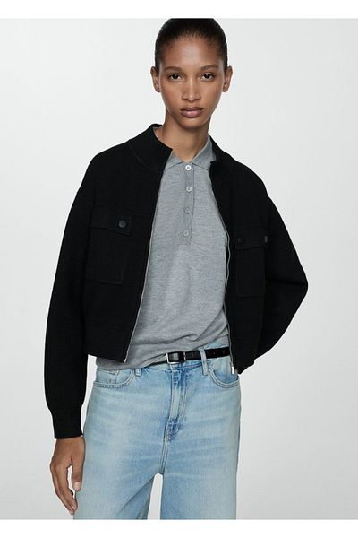 MANGO Woman Knitwear Jacket with Pockets
