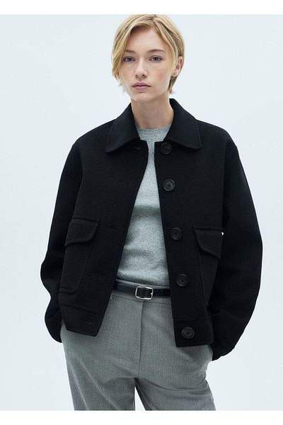 MANGO Woman Wool Jacket with Pockets