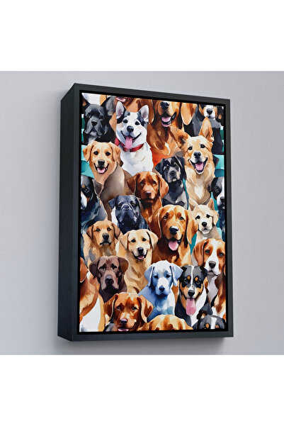 Oxyteez Tablou de câini drăguți cu cadru din lemn-7920