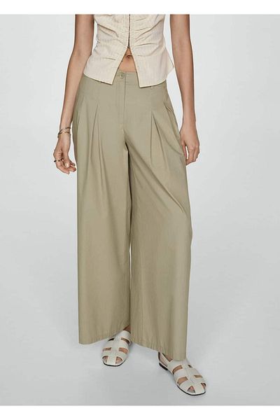 MANGO Woman Pleated Cotton Pants