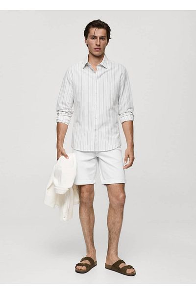 MANGO Man Slim fit τζιν βερμούδα