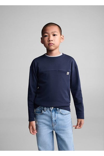 MANGO Kids Μακρυμάνικο βαμβακερό μπλουζάκι