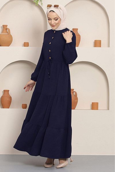 hafsamina Φόρεμα Ayrobin με κουμπιά Navy Blue