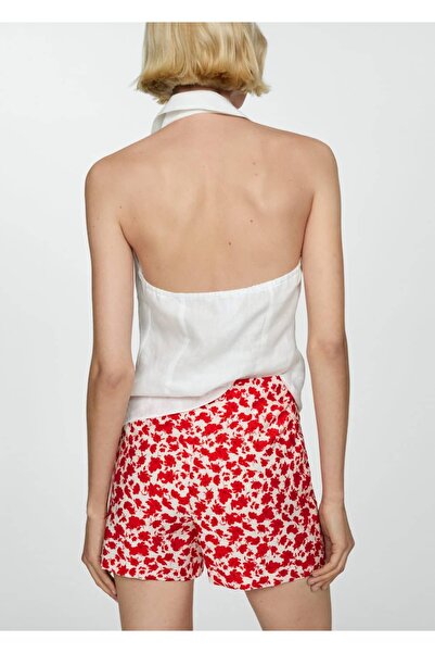 MANGO Woman Çiçek desenli düz kesim şort