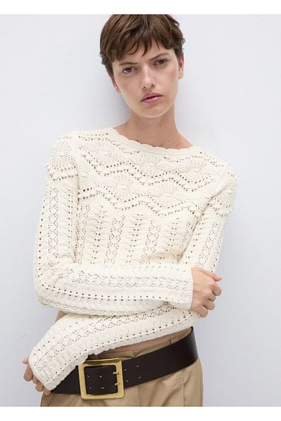 MANGO Woman Sparse Knit Detailed Sweater