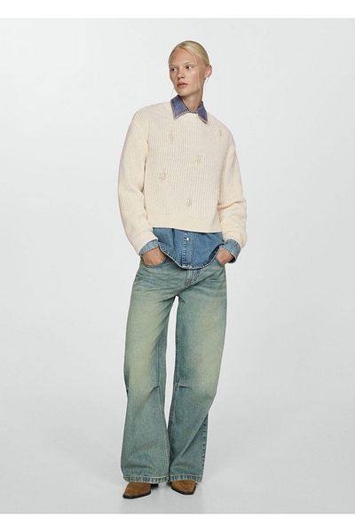 MANGO Woman Pearl Knit Sweater