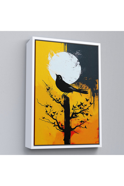 Oxyteez Pictură abstractă de pasăre pe copac cu cadru din lemn-7660