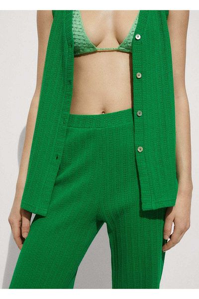 MANGO Woman Pantaloni drepti din croșetat