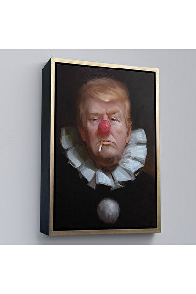 Oxyteez Pictură cu cadru din lemn de clovn Donald Trump-7849