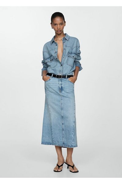MANGO Woman Fustă din denim cu fante