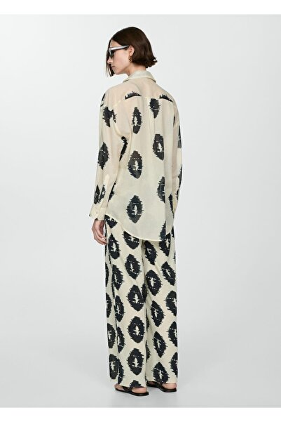 MANGO Woman Desenli wideleg pantolon