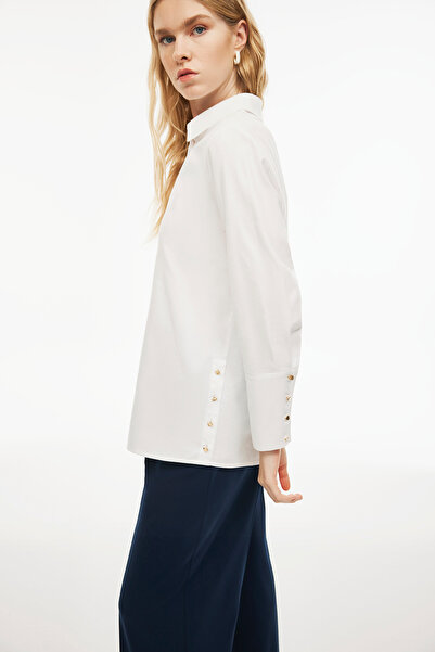 Perspective Jaydens Regular Fit Πουκάμισο Standard Size Γιακά Λευκό Χρώμα Γυναικείο πουκάμισο