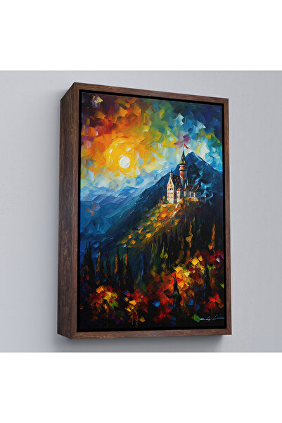 Oxyteez Peisaj de castel pe munte cu cadru din lemn Tablo-7996