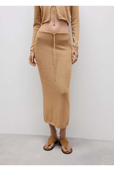 MANGO Woman Μακριά πλεκτή φούστα