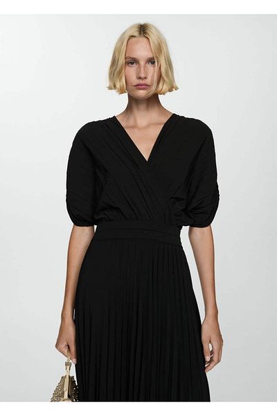 MANGO Woman Πλισέ Φαρδύ Φόρεμα