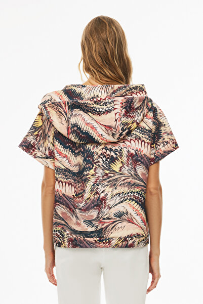 Perspective Jutas Comfortable Fit Standard Size Low Sleeve Hooded Multicolor Women's Tracksuit Top