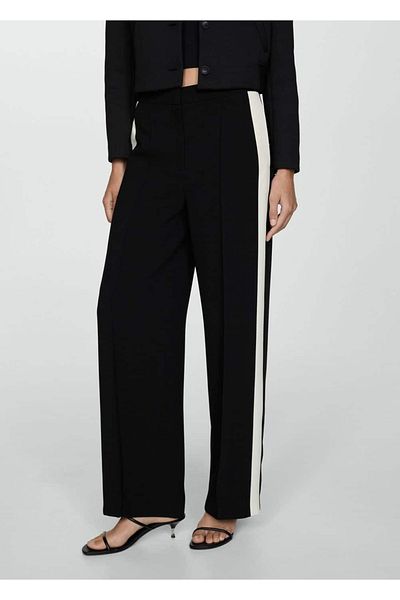 MANGO Woman Contrast Side Striped Trousers