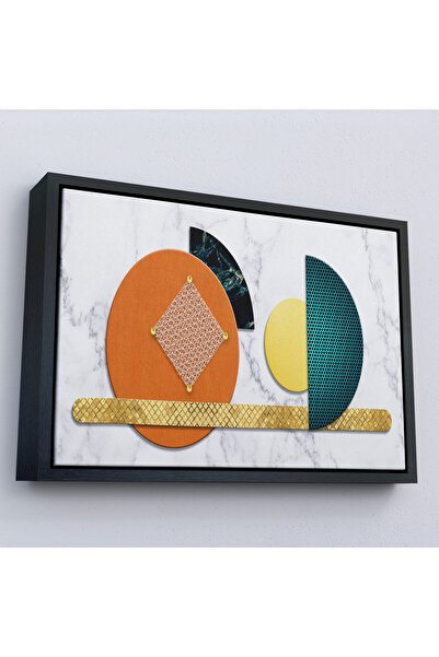 Oxyteez Tablou cu model de marmură geometrică abstractă cu cadru din lemn-7215