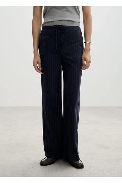 MANGO Woman Straight-Cut Chalk Striped Trousers