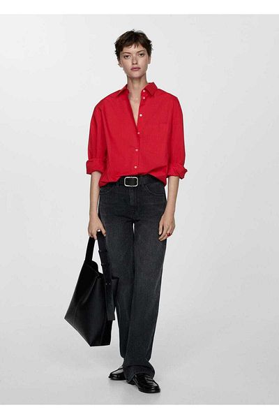 MANGO Woman Hemd mit weit geschnittener Tasche