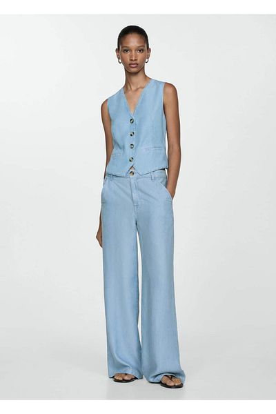 MANGO Woman pantaloni lyocell Wideleg