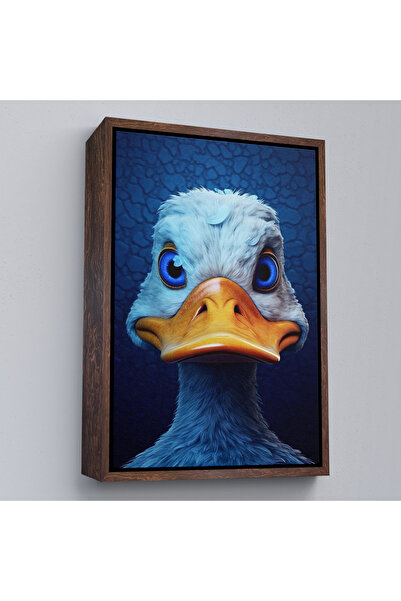 Oxyteez Pictură drăguță de rață cu ochi albaștri cu cadru din lemn-7931