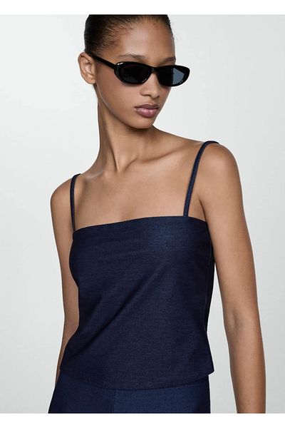 MANGO Woman Thin Strap Crop Blouse