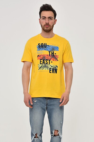 Arma Ανδρικό μπλουζάκι με κίτρινη λαιμόκοψη Y 22344402601