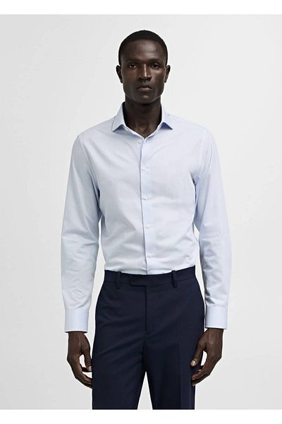 MANGO Man Slim Fit pruhovaná košile se šňůrou